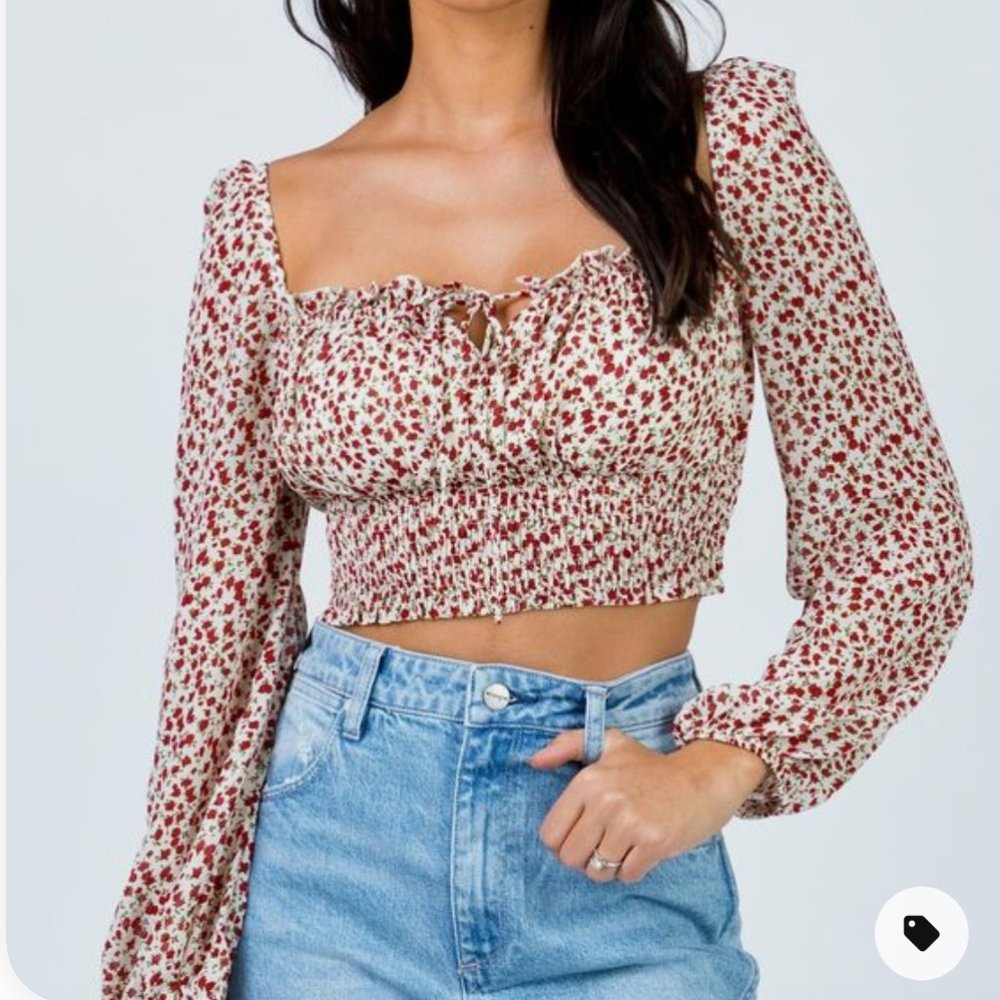 Floral Princess Polly Long-Sleeve Crop Top